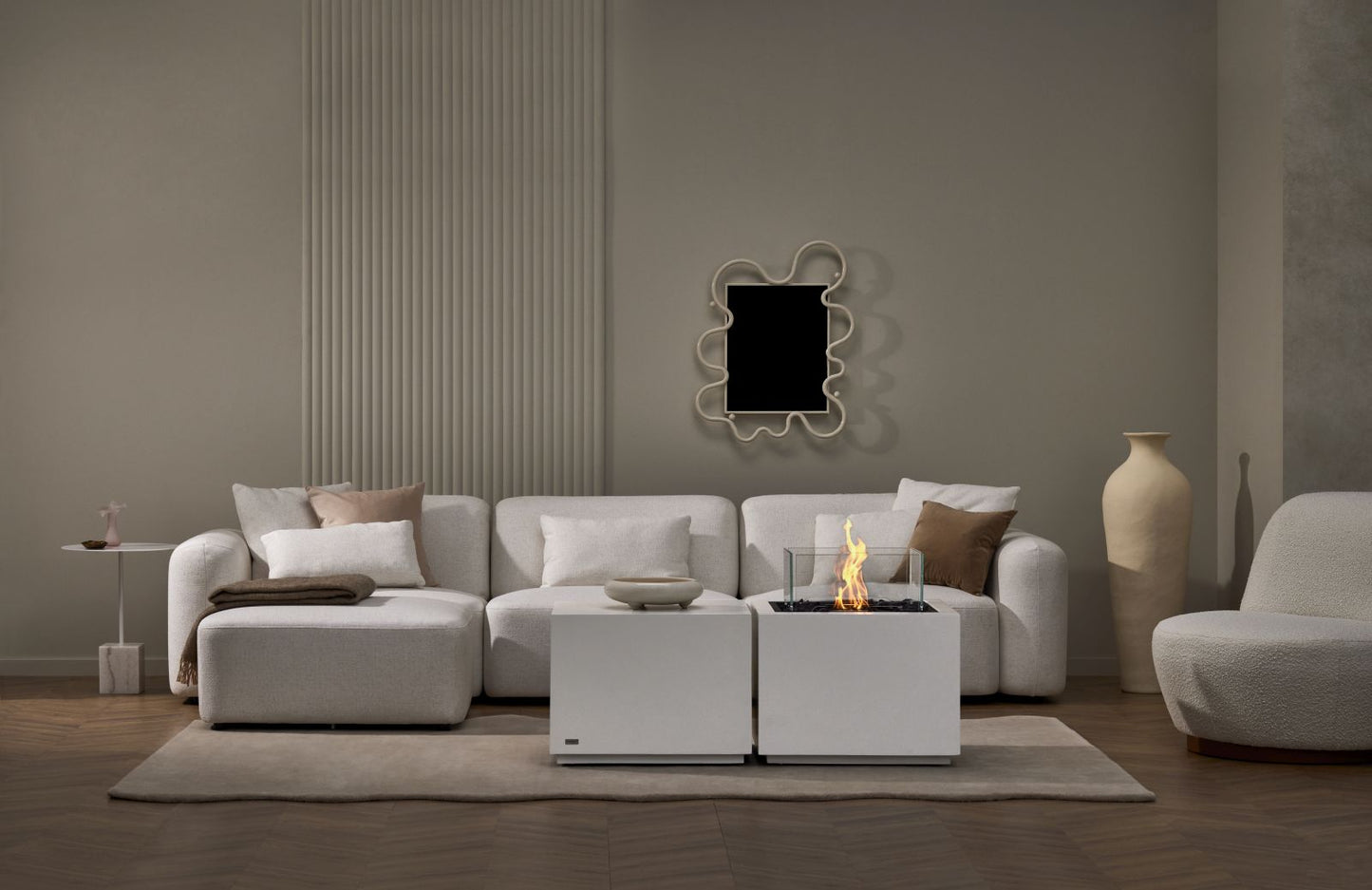 EcoSmart Fire Sidecar 24 Bioethanol Fire Pit Table Bone