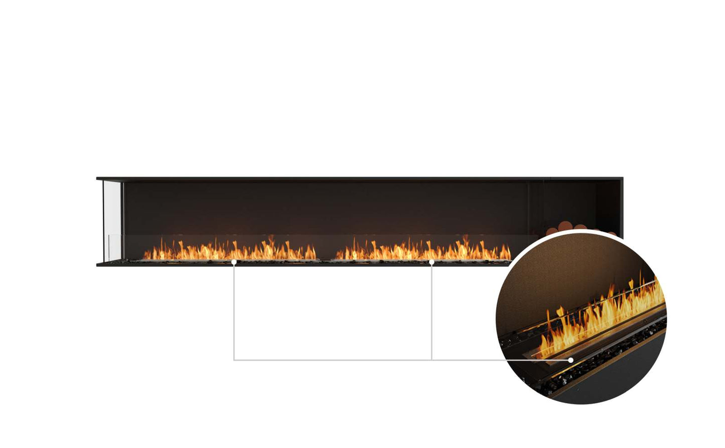 EcoSmart Flex Bioethanol Fireplace 122LC BXR Left Corner Black