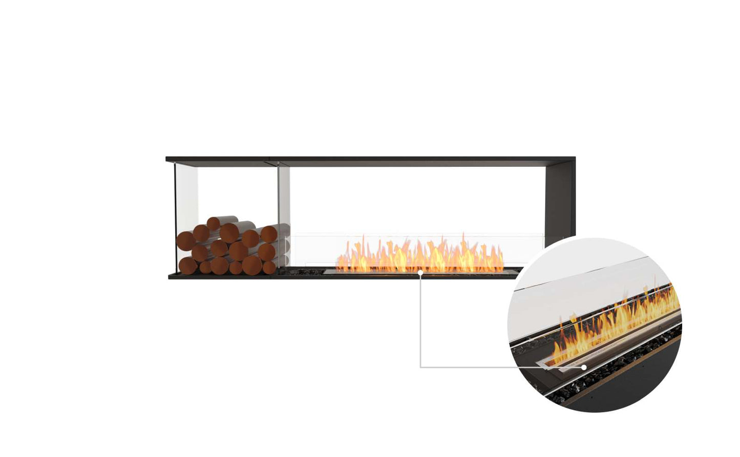 EcoSmart Flex Bioethanol Fireplace 68PN BXL Peninsula Black