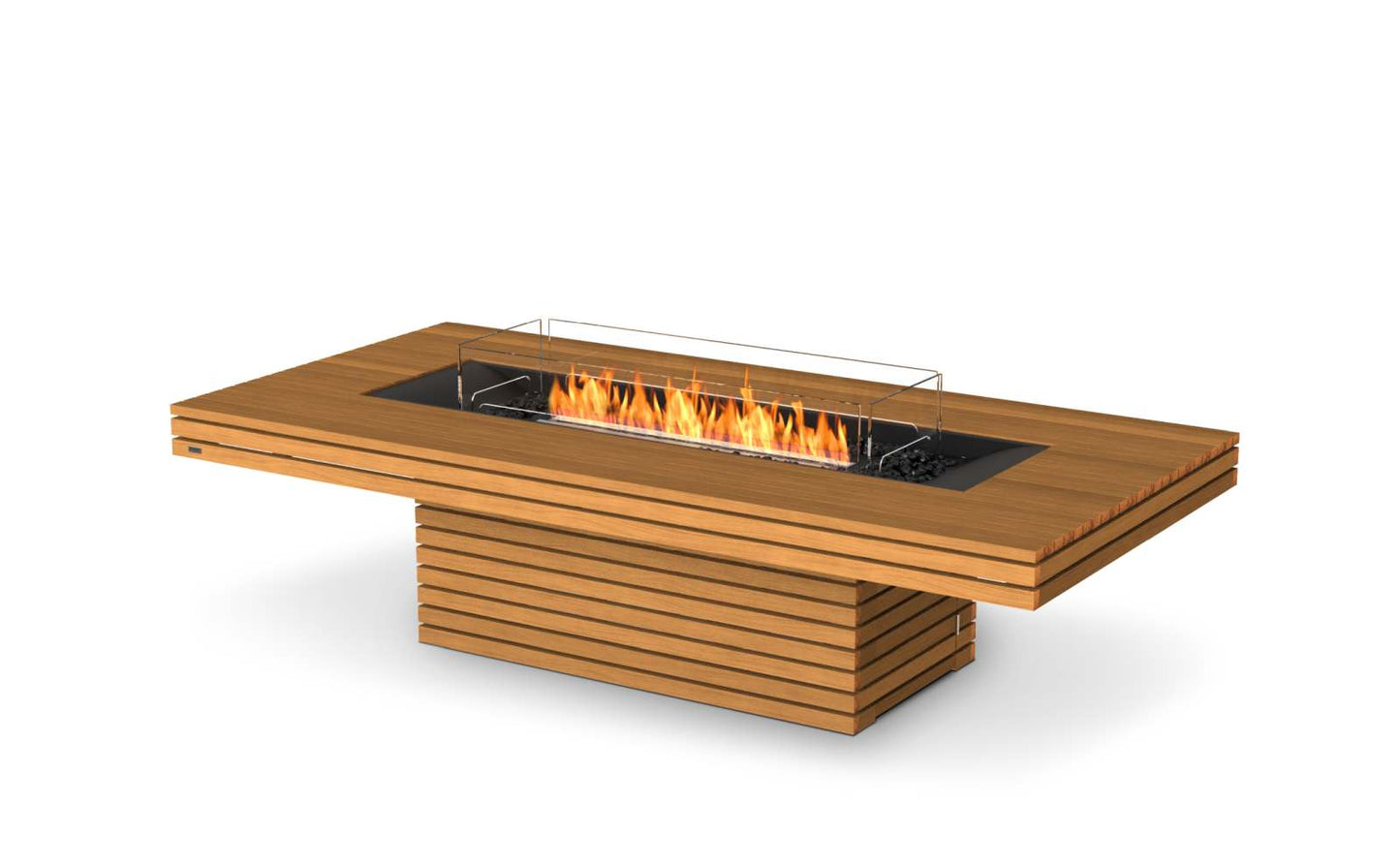 EcoSmart Fire Gin 90 (Chat) Bioethanol Fire Pit Table Teak
