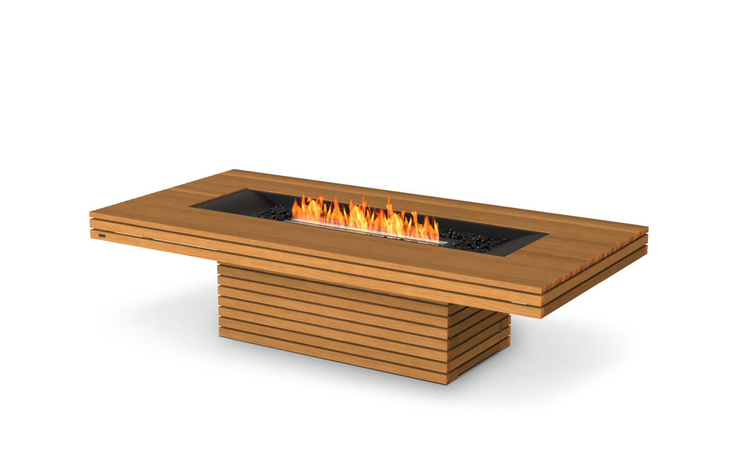 EcoSmart Fire Gin 90 (Chat) Bioethanol Fire Pit Table Teak