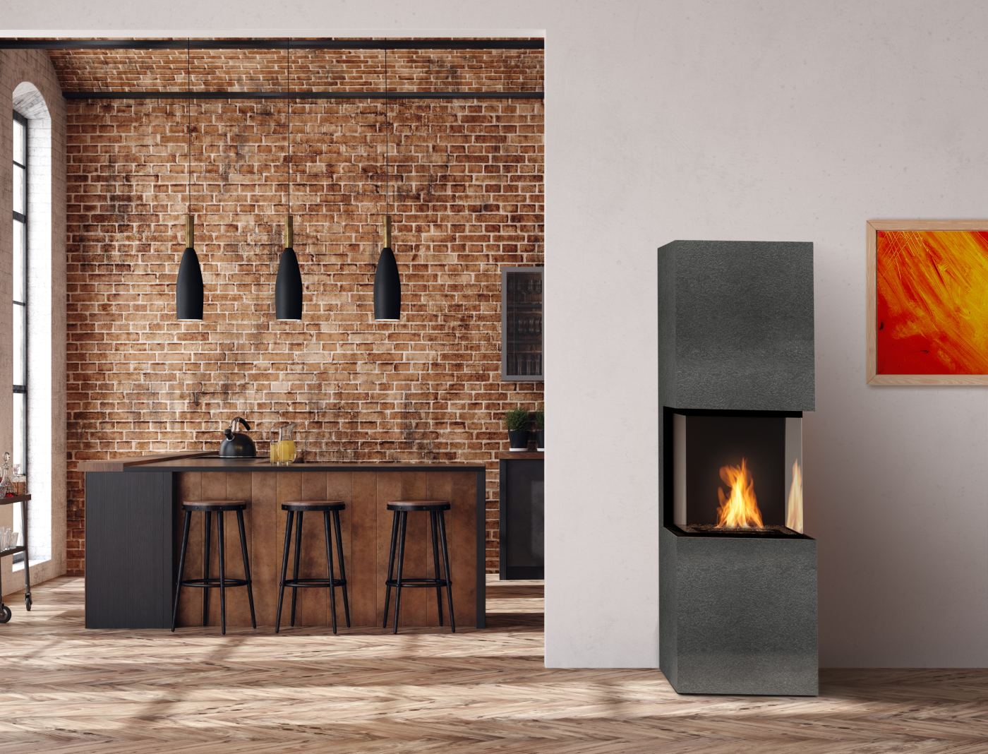 Planika Freestanding Bioethanol Fireplace - Planika Rock Kreta