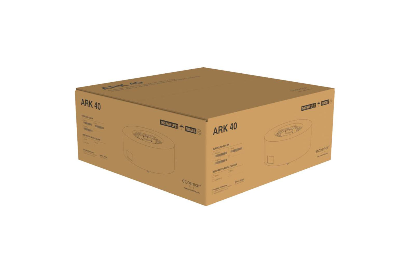 EcoSmart Fire Ark 40 Gas Fire Pit Table Bone