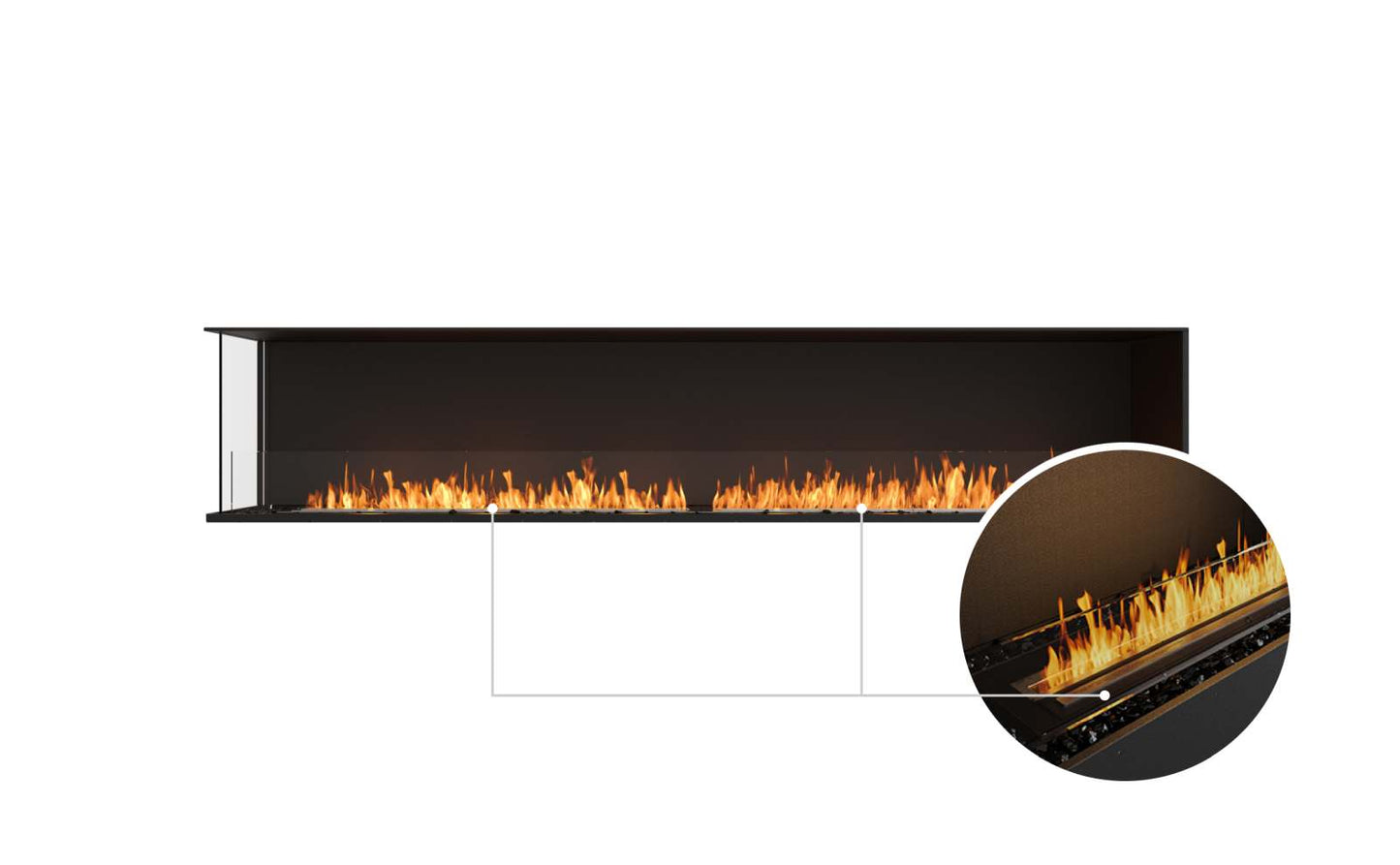 EcoSmart Flex Bioethanol Fireplace 104LC Left Corner Black
