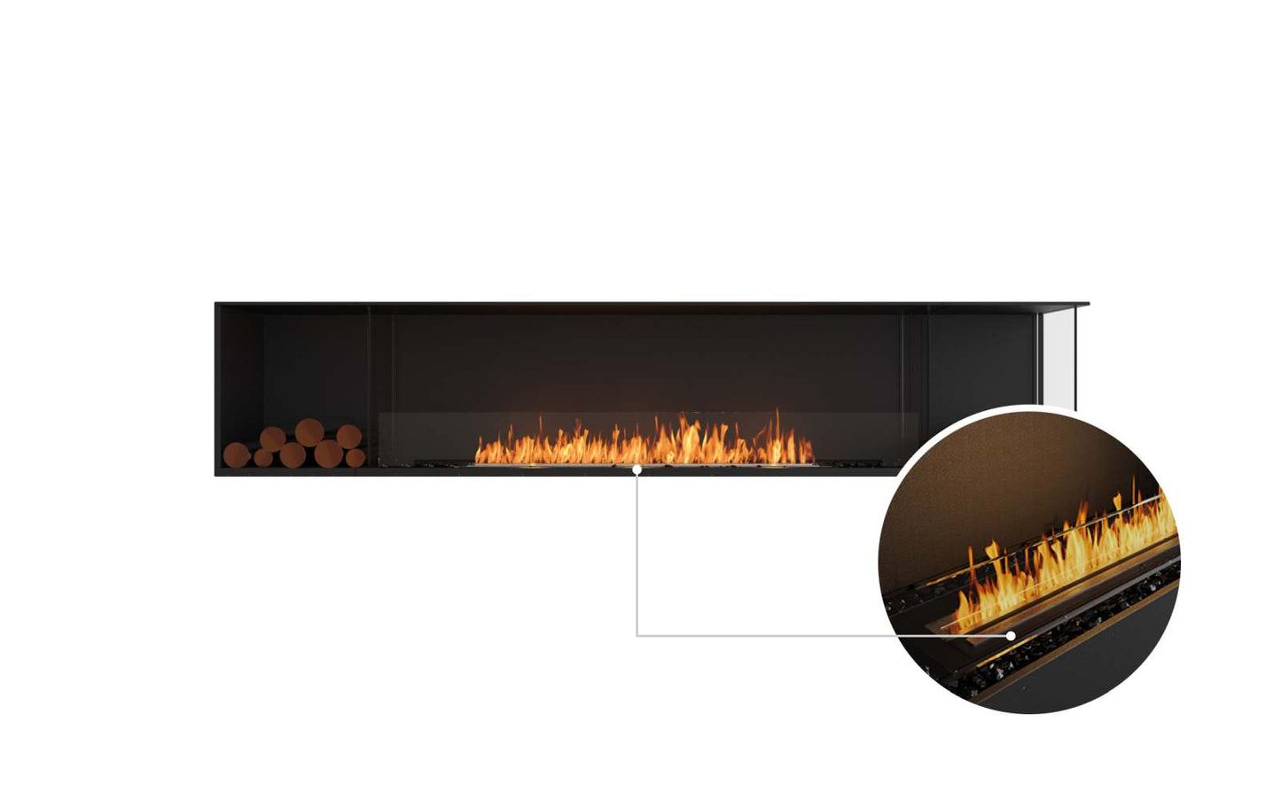 EcoSmart Flex Bioethanol Fireplace 104RC BX2 Right Corner Black