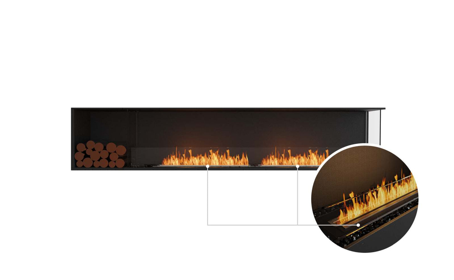 EcoSmart Flex Bioethanol Fireplace 104RC BXL Right Corner Black