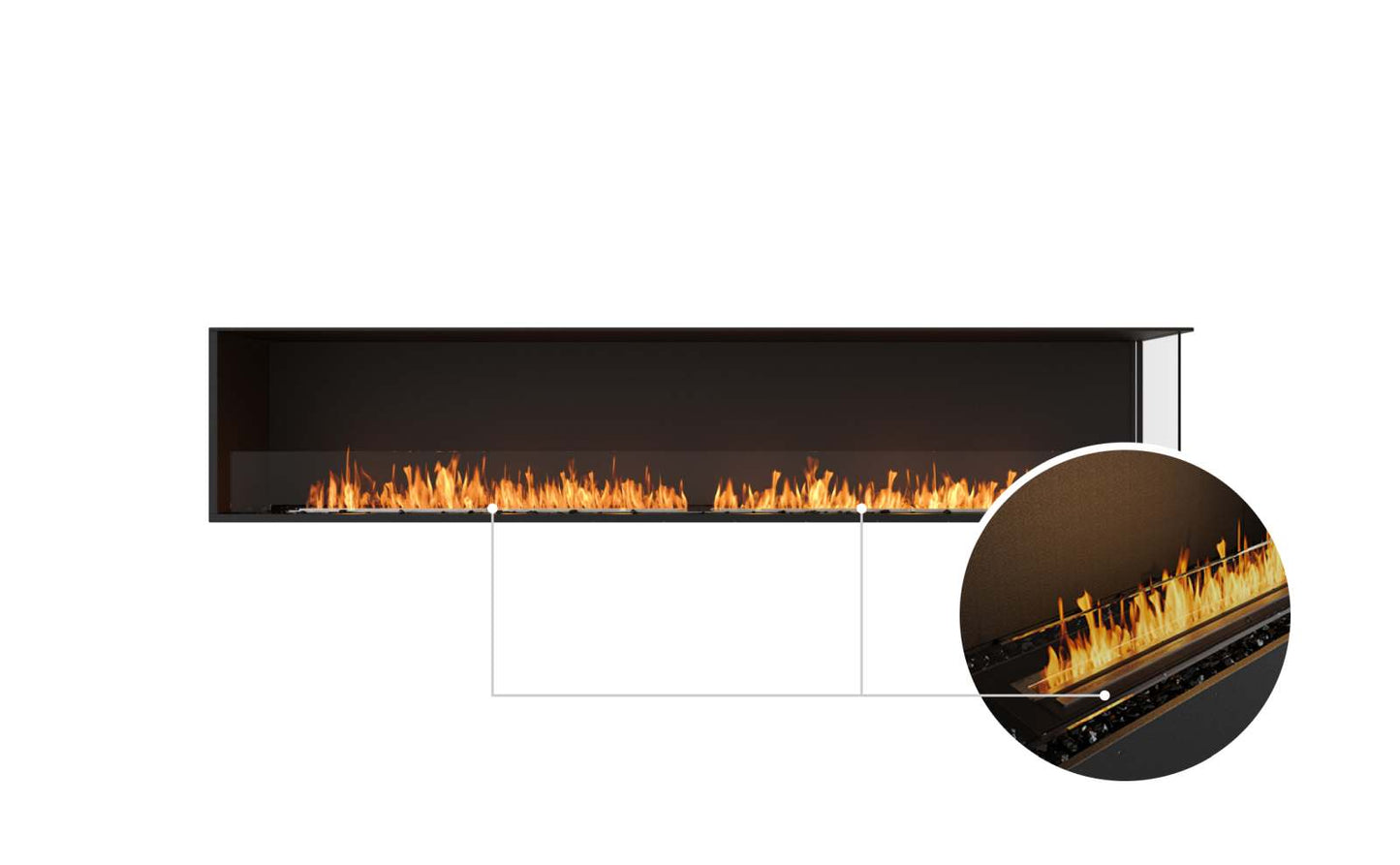 EcoSmart Flex Bioethanol Fireplace 104RC Right Corner Black
