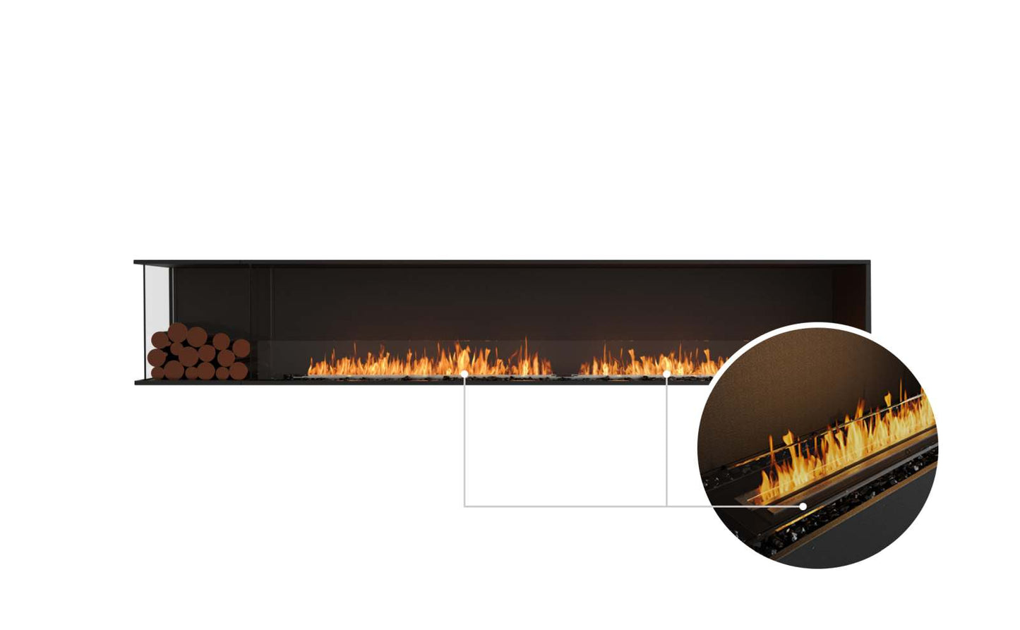 EcoSmart Flex Bioethanol Fireplace 122LC BXL Left Corner Black