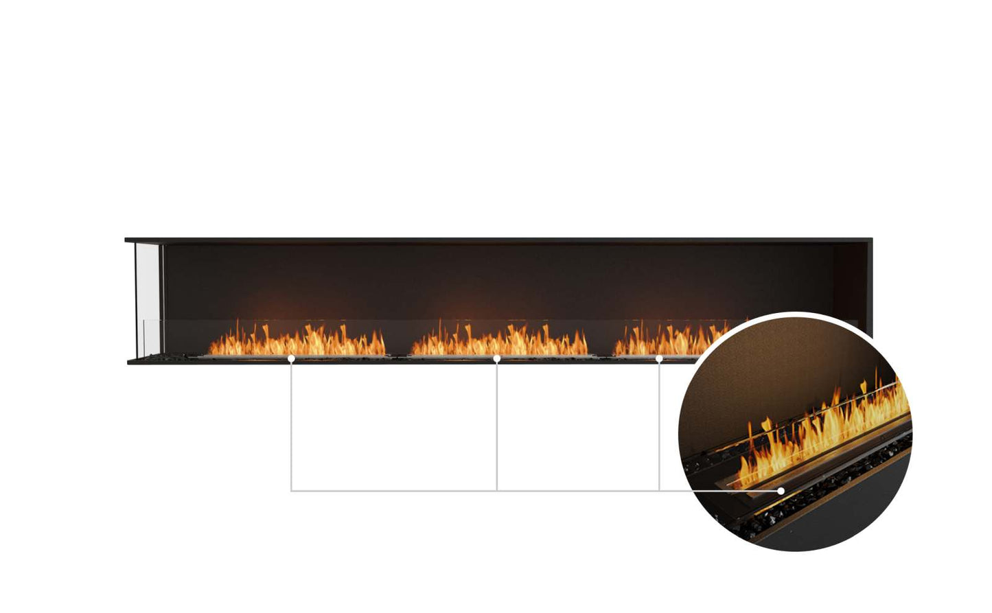 EcoSmart Flex Bioethanol Fireplace 122LC Left Corner Black