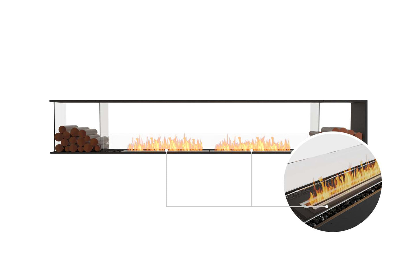 EcoSmart Flex Bioethanol Fireplace 122PN BX2 Peninsula Black