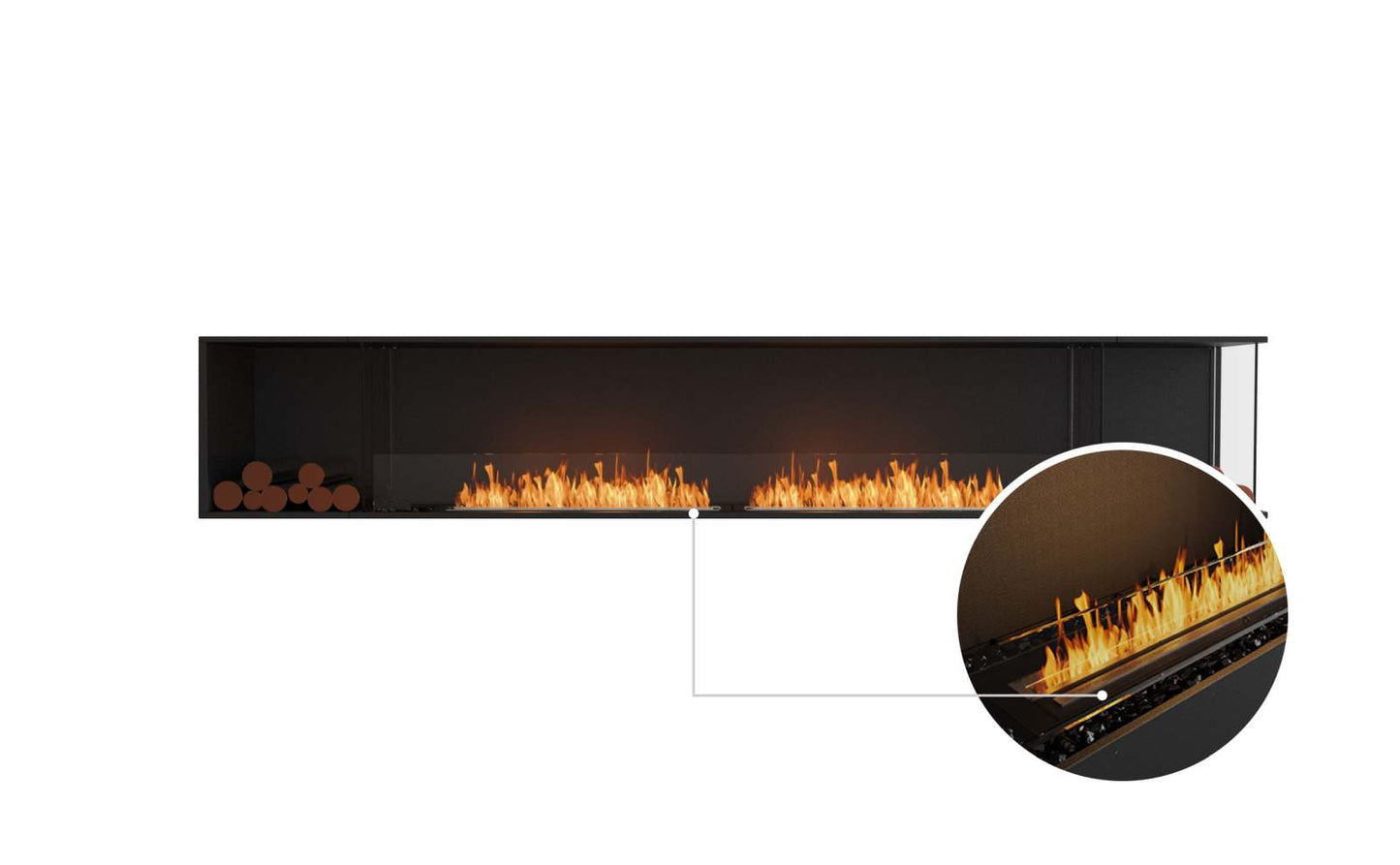 EcoSmart Flex Bioethanol Fireplace 122RC BX2 Right Corner Black