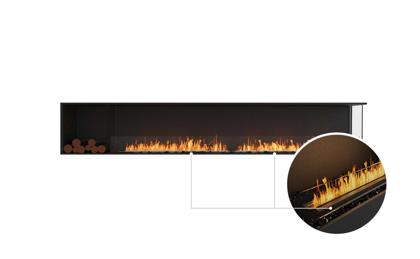 EcoSmart Flex Bioethanol Fireplace 122RC BXL Right Corner Black