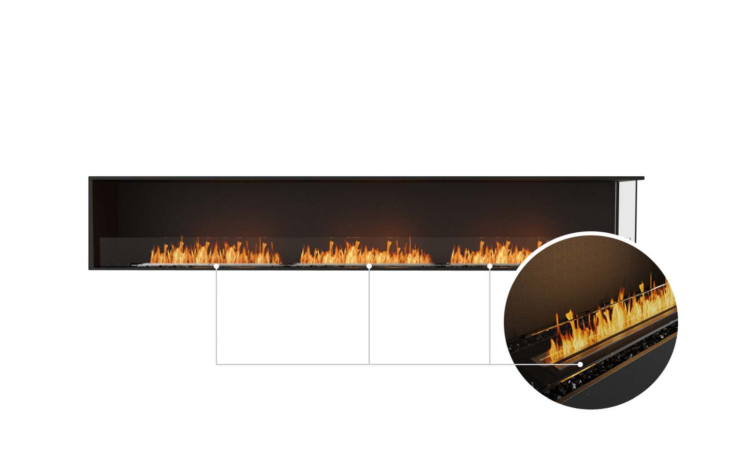 EcoSmart Flex Bioethanol Fireplace 122RC Right Corner Black