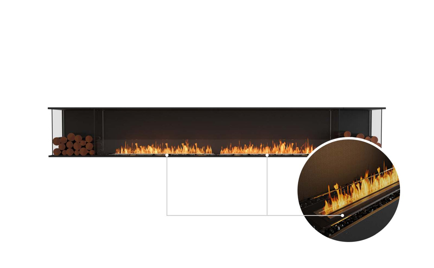 EcoSmart Flex Bioethanol Fireplace 140BY BX2 Bay Black