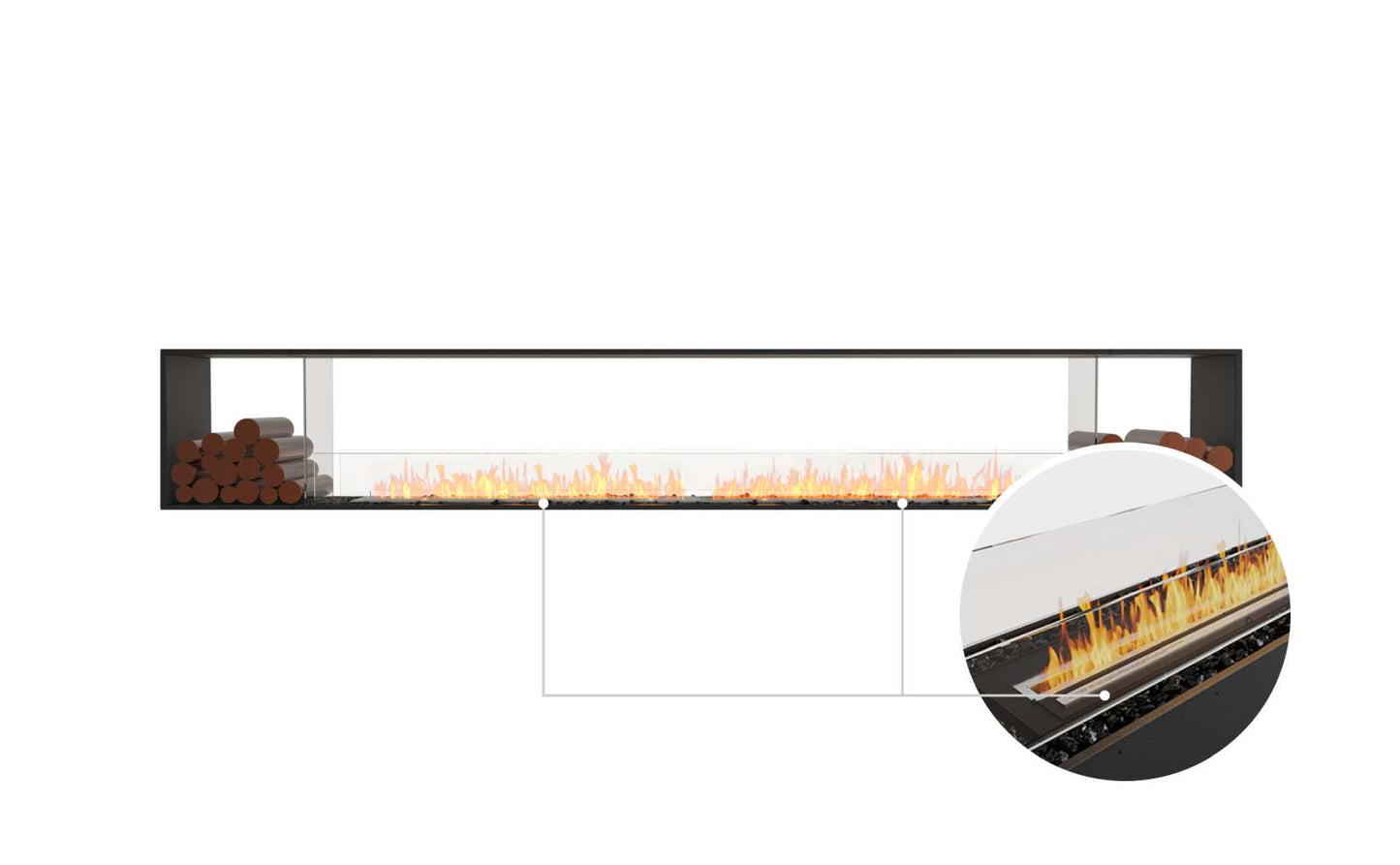 EcoSmart Flex Bioethanol Fireplace 140DB BX2 Double Sided Black
