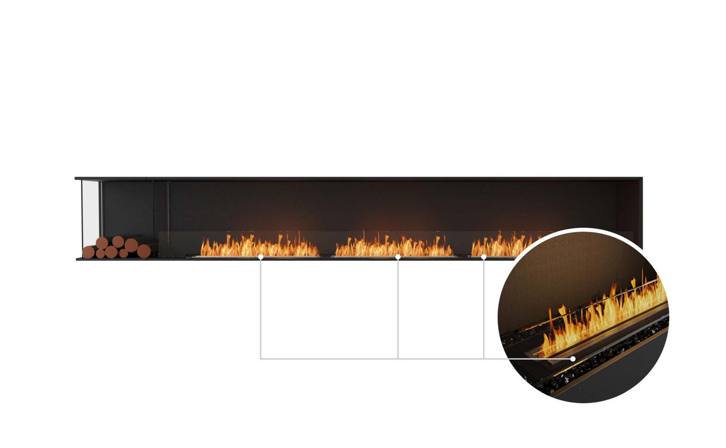 EcoSmart Flex Bioethanol Fireplace 140LC BXL Left Corner Black