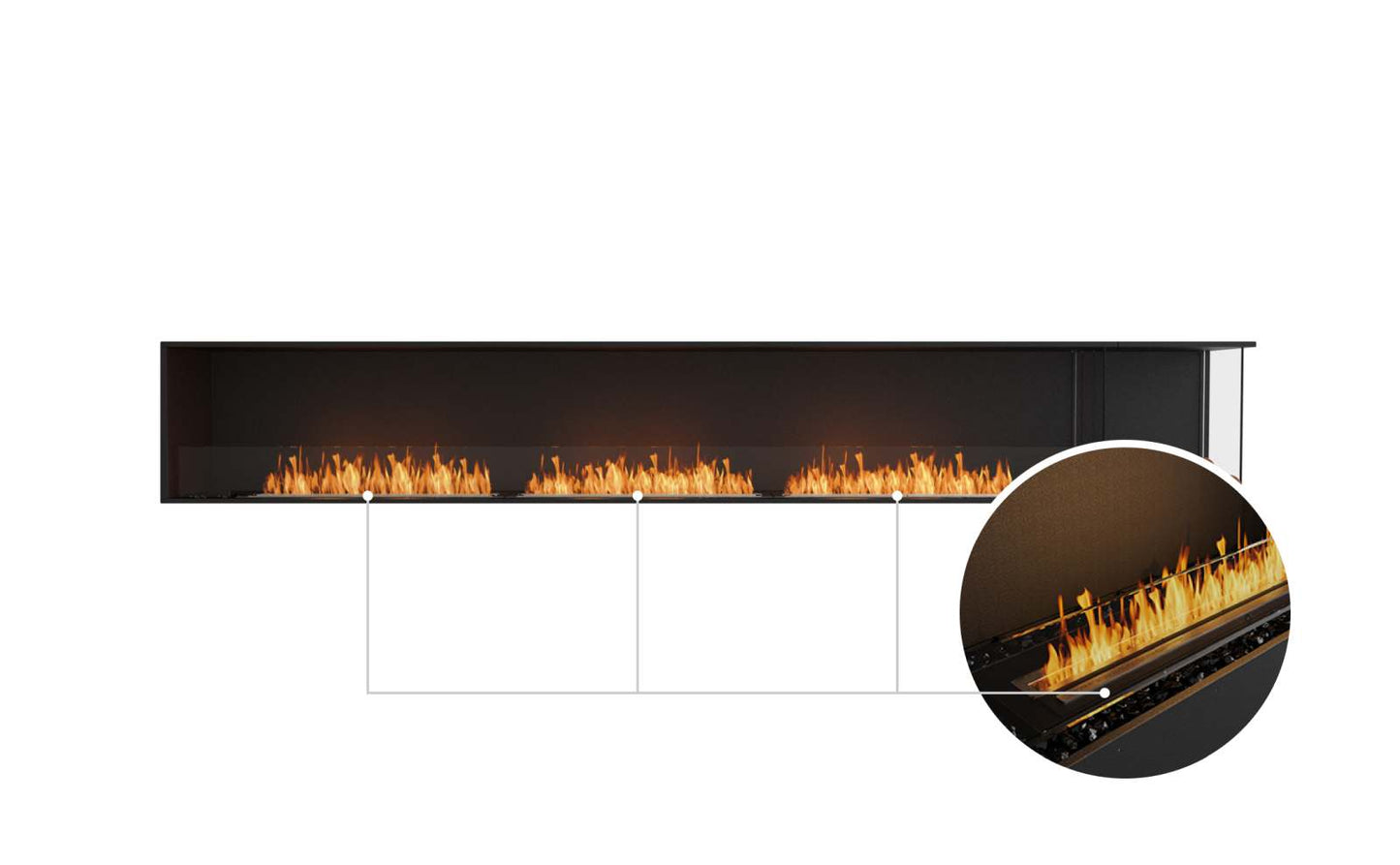 EcoSmart Flex Bioethanol Fireplace 140RC BXR Right Corner Black