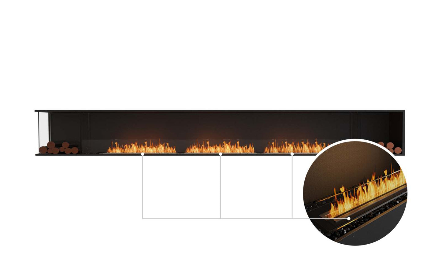 EcoSmart Flex Bioethanol Fireplace 158LC BX2 Left Corner Black