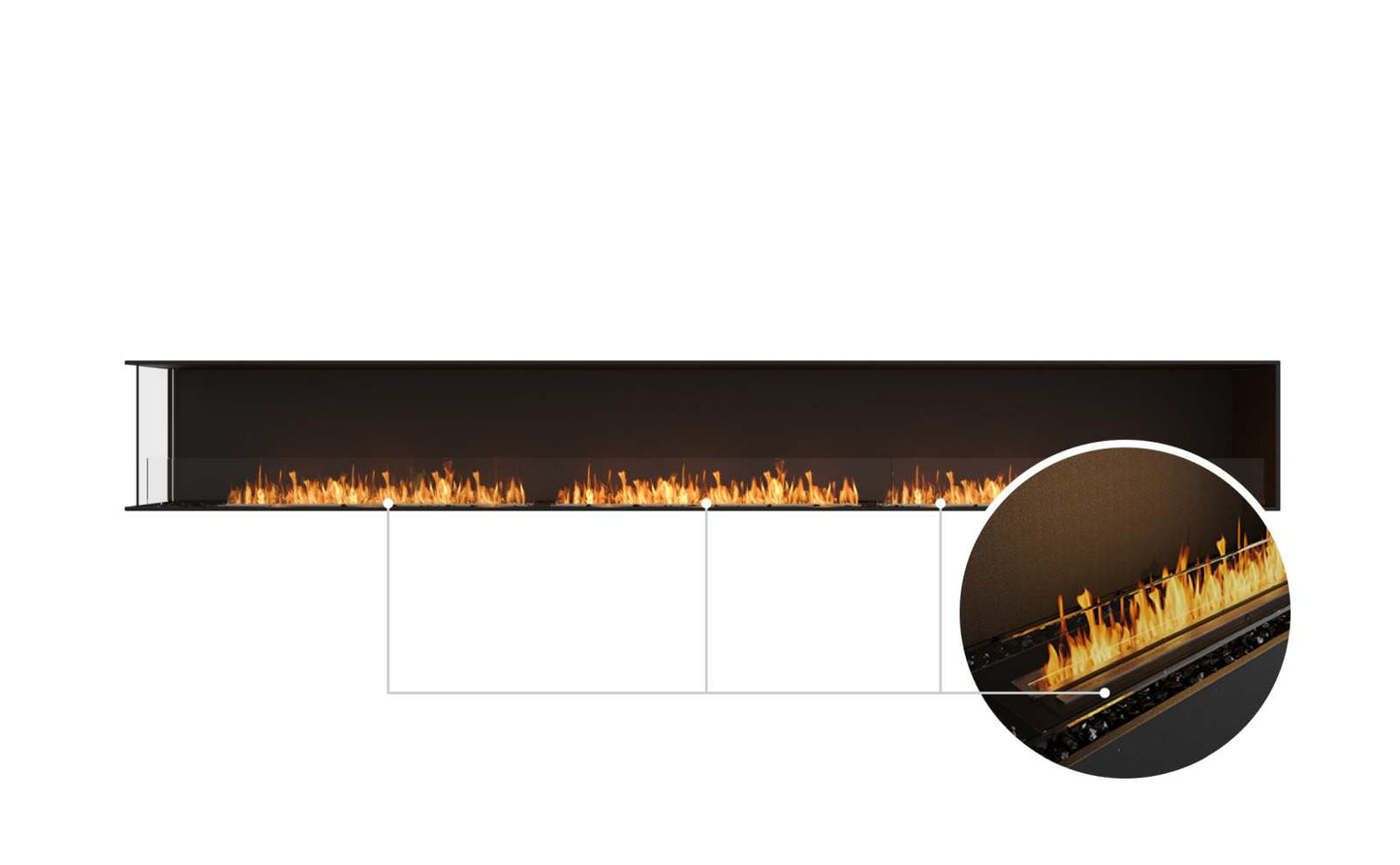 EcoSmart Flex Bioethanol Fireplace 158LC Left Corner Black