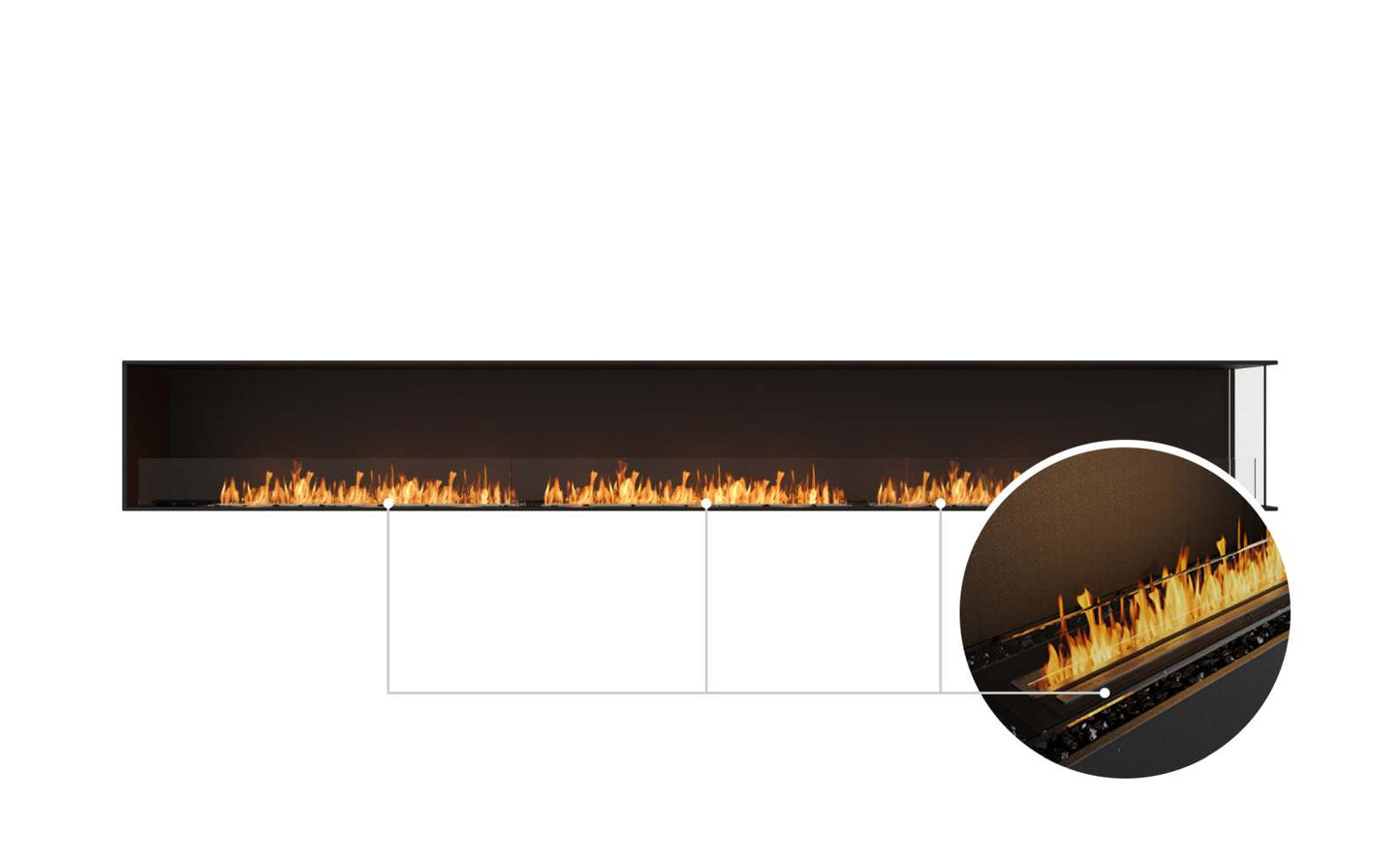 EcoSmart Flex Bioethanol Fireplace 158RC Right Corner Black