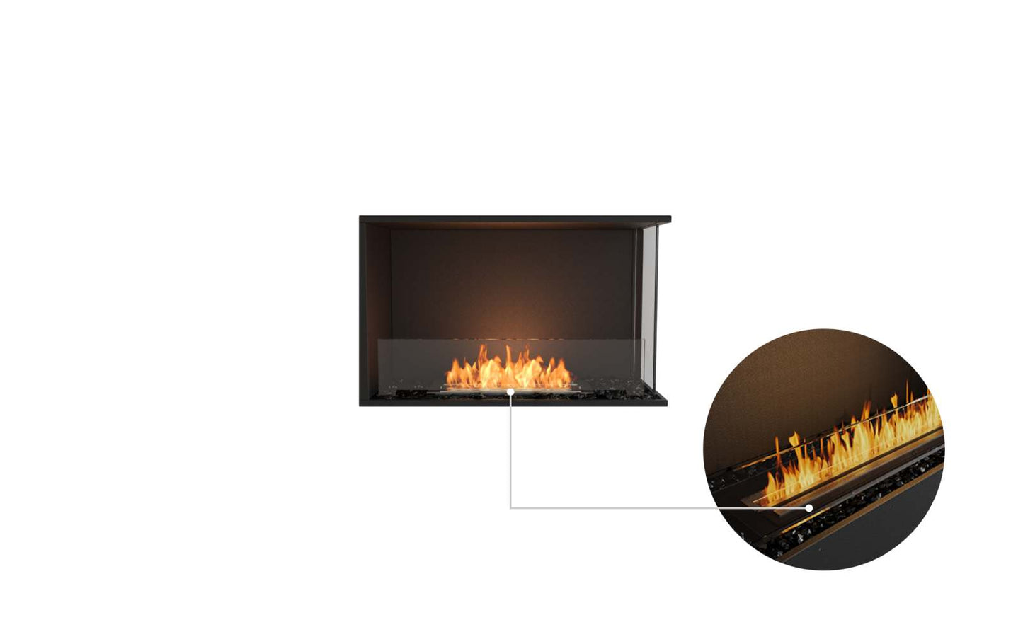 EcoSmart Flex Bioethanol Fireplace 32RC Right Corner Black