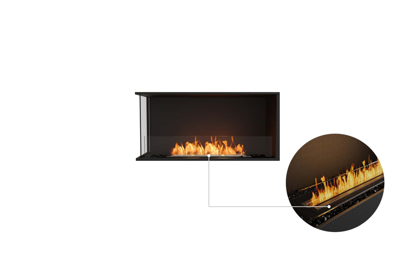 EcoSmart Flex Bioethanol Fireplace 42LC Left Corner Black