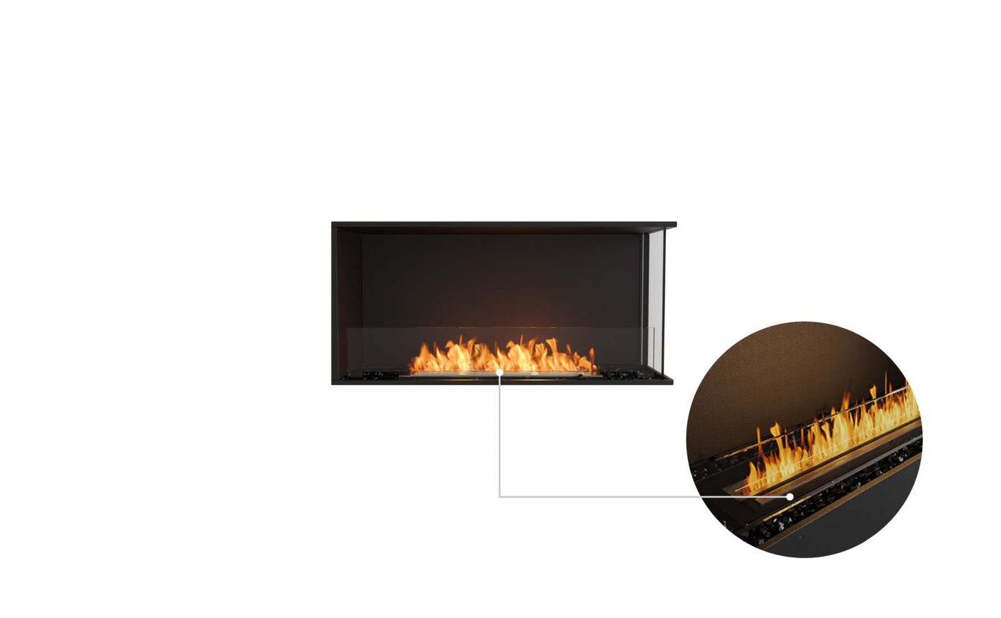 EcoSmart Flex Bioethanol Fireplace 42RC Right Corner Black