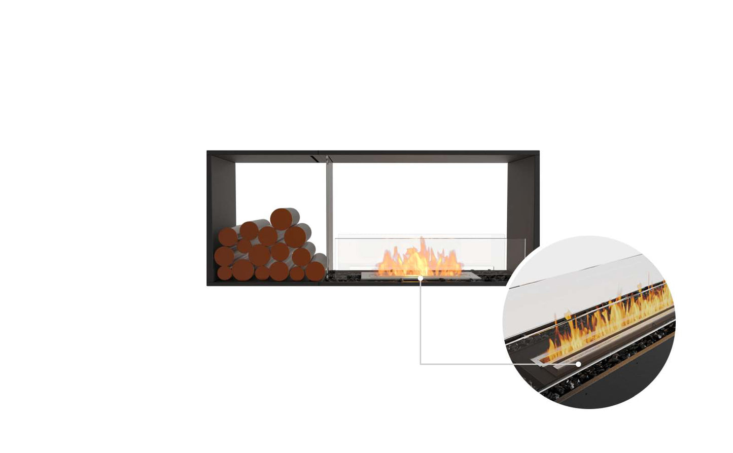 EcoSmart Flex Bioethanol Fireplace 50DB BX1 Double Sided Black
