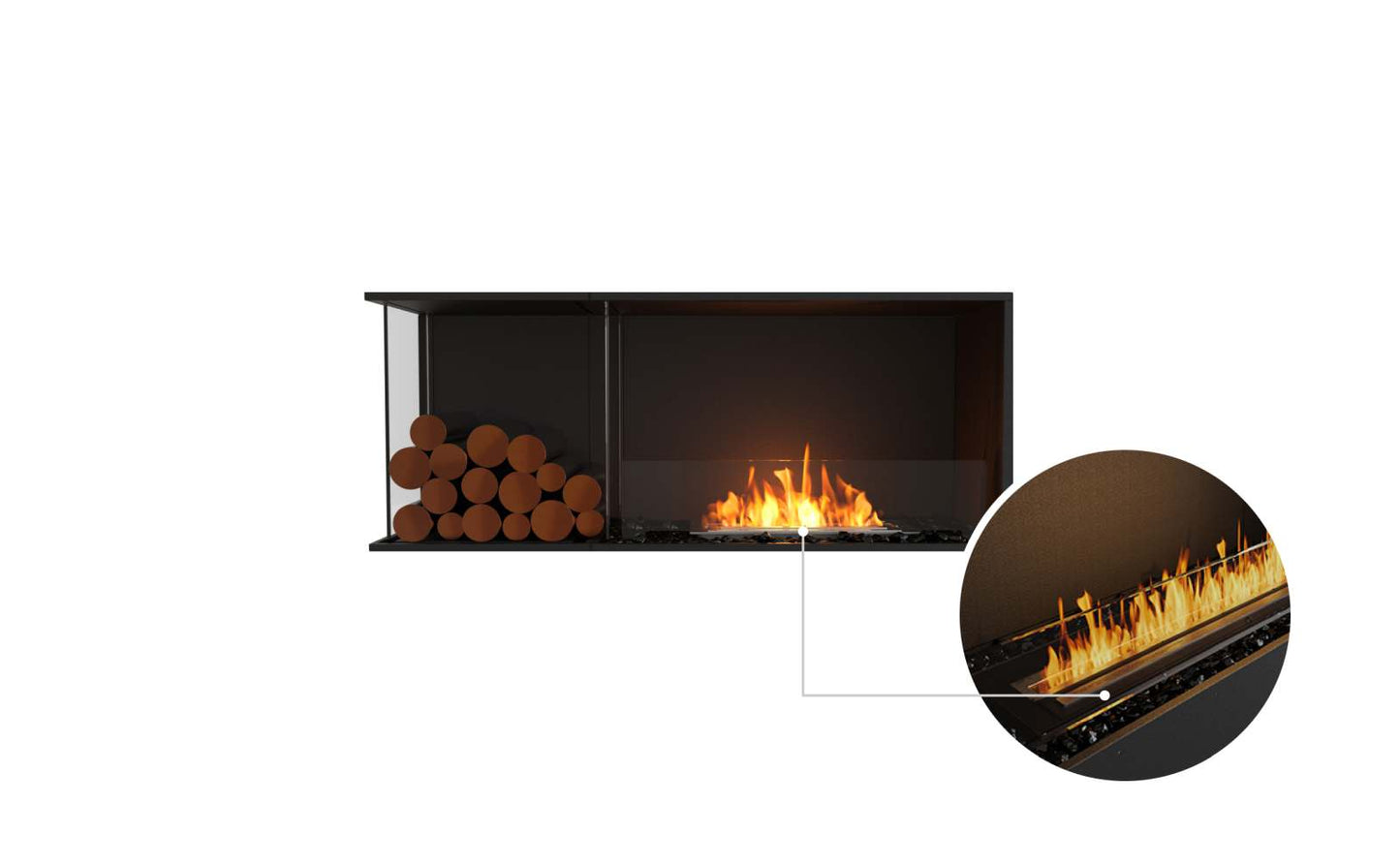 EcoSmart Flex Bioethanol Fireplace 50LC BXL Left Corner Black