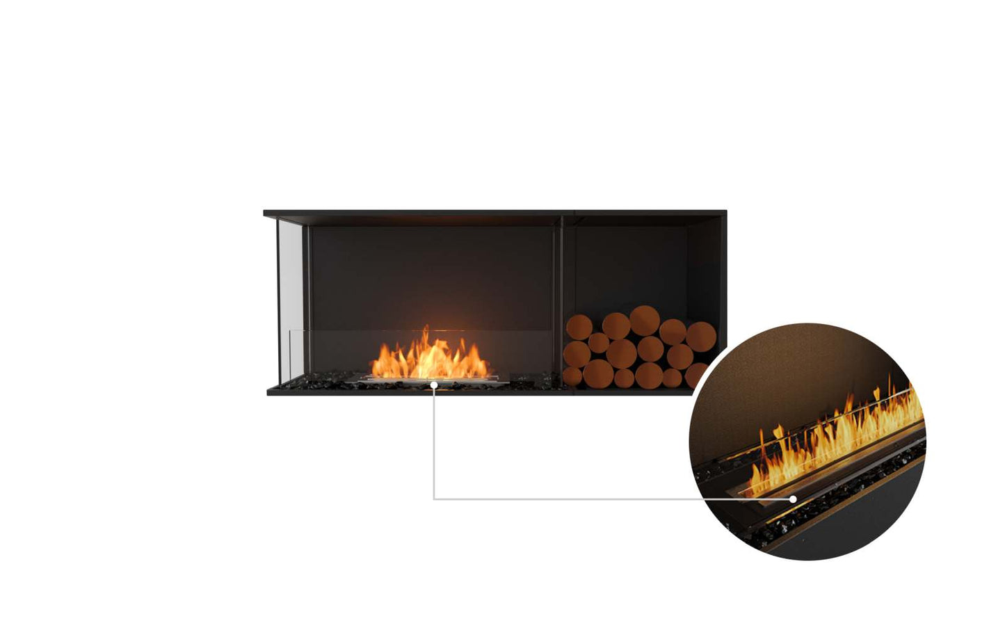 EcoSmart Flex Bioethanol Fireplace 50LC BXR Left Corner Black
