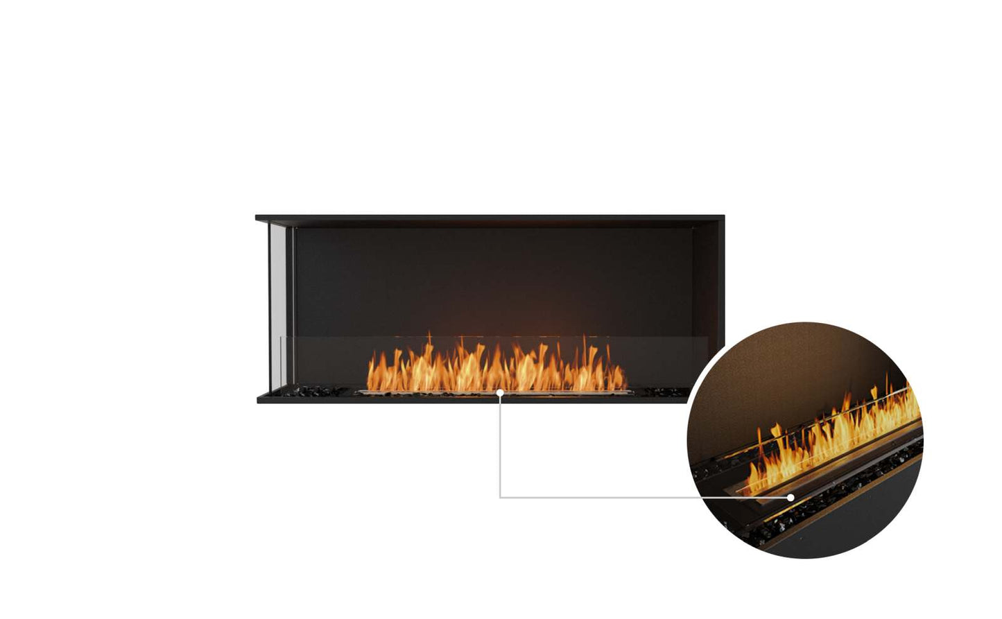 EcoSmart Flex Bioethanol Fireplace 50LC Left Corner Black