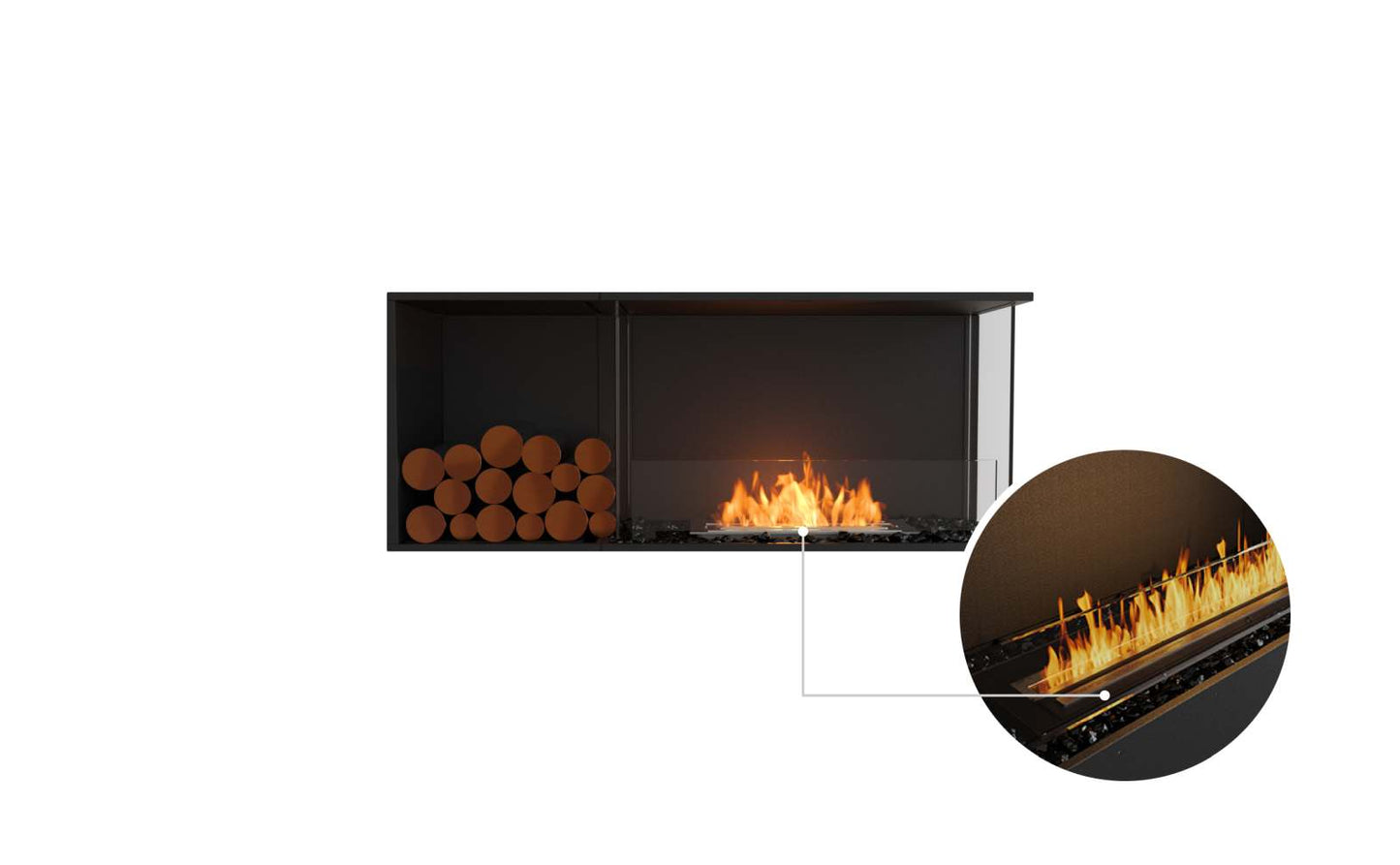 EcoSmart Flex Bioethanol Fireplace 50RC BXL Right Corner Black