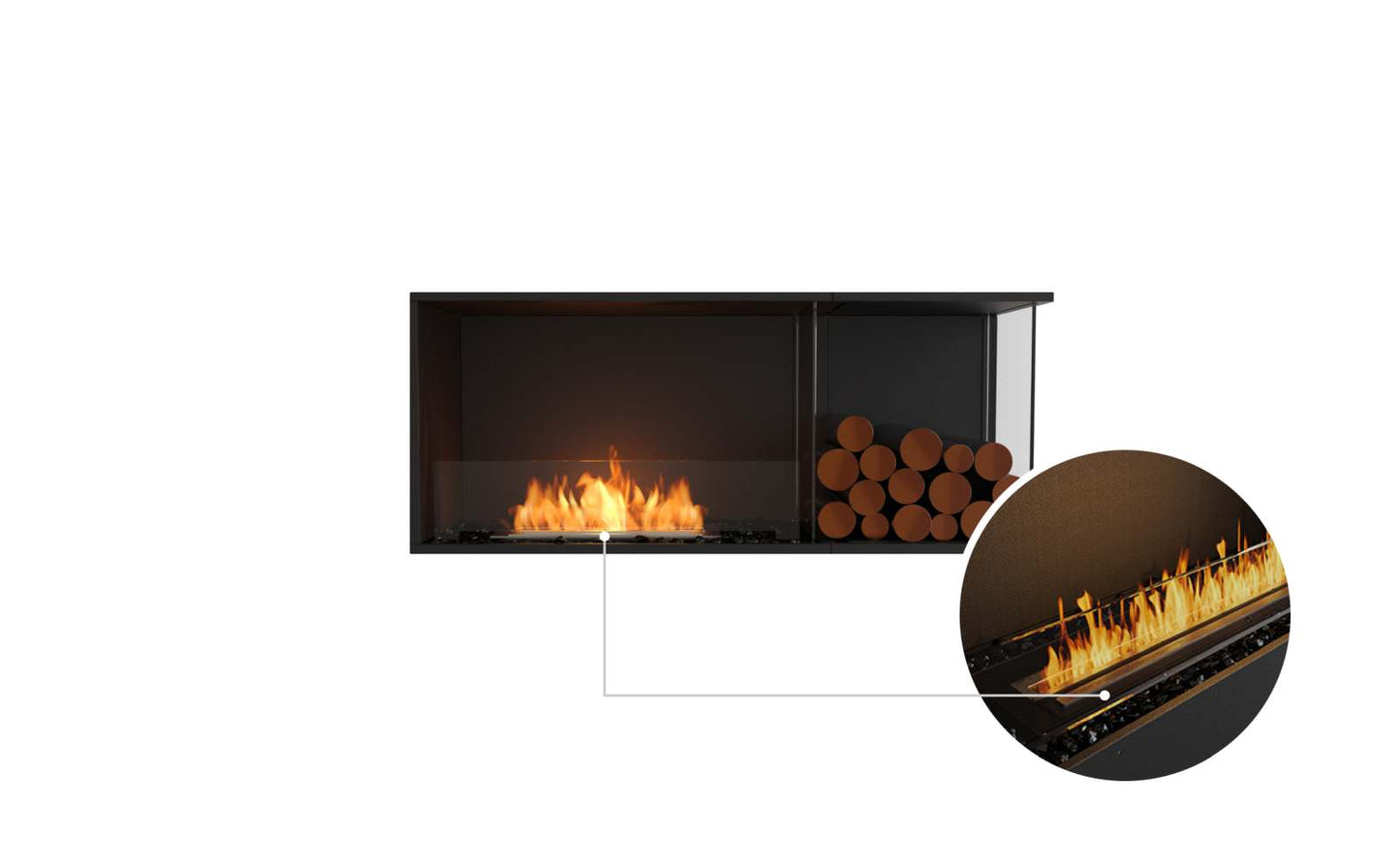 EcoSmart Flex Bioethanol Fireplace 50RC BXR Right Corner Black