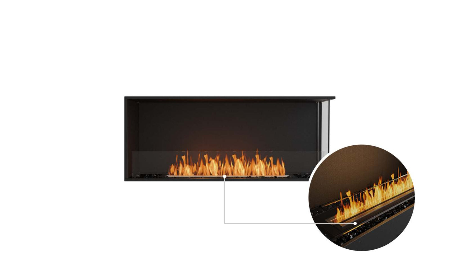 EcoSmart Flex Bioethanol Fireplace 50RC Right Corner Black