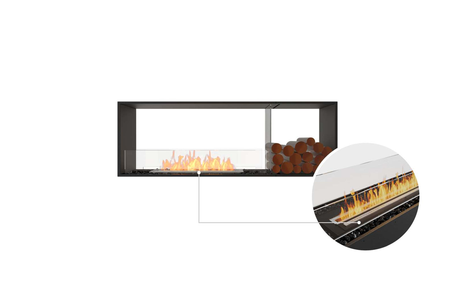 EcoSmart Flex Bioethanol Fireplace 60DB BX1 Double Sided Black