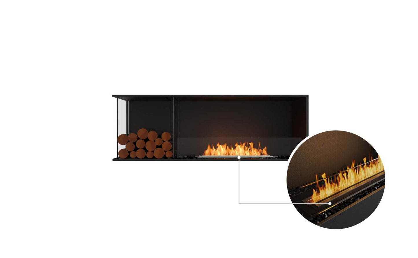 EcoSmart Flex Bioethanol Fireplace 60LC BXL Left Corner Black