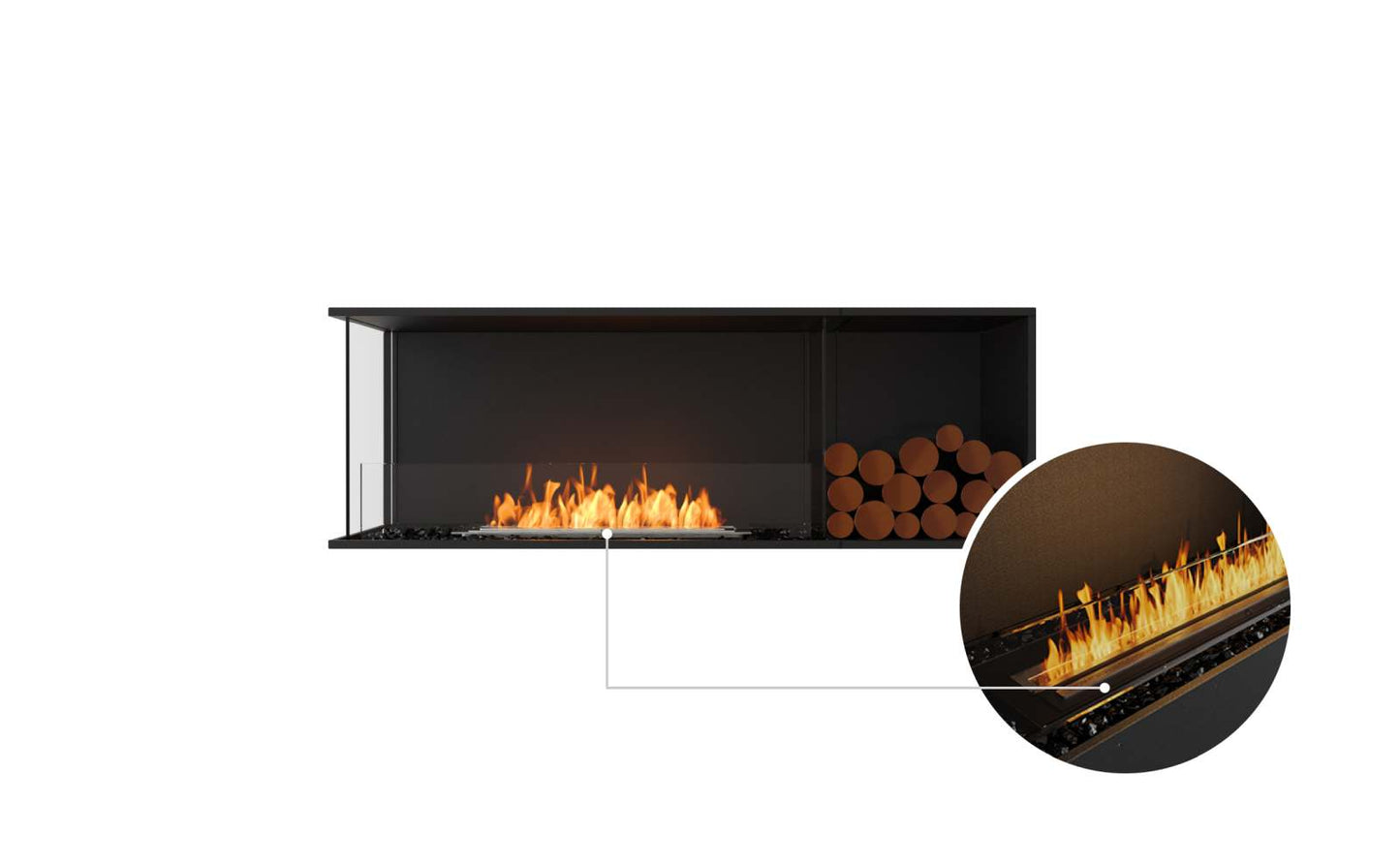 EcoSmart Flex Bioethanol Fireplace 60LC BXR Left Corner Black