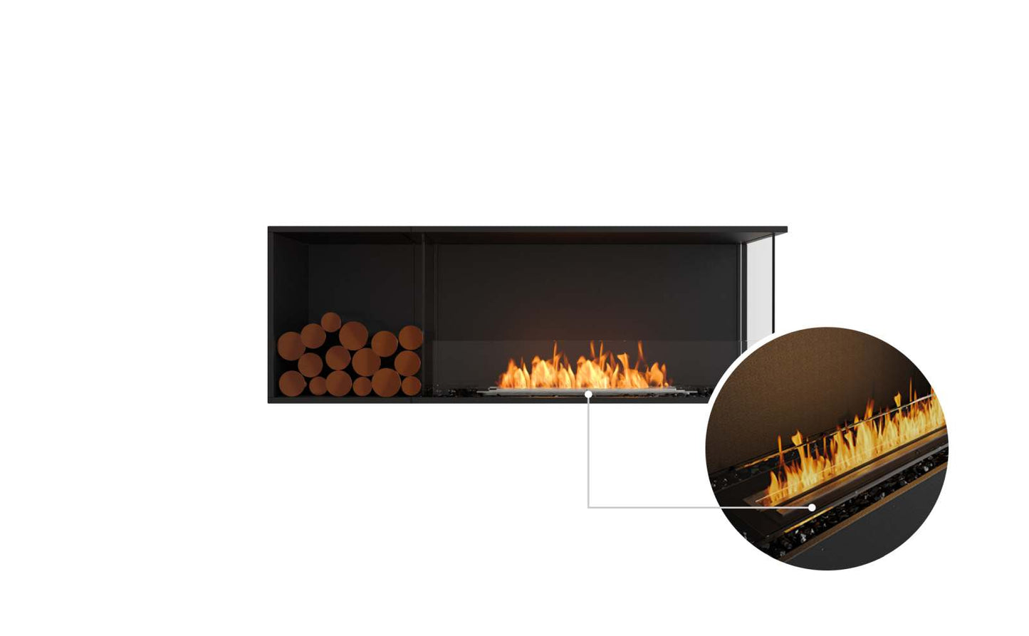 EcoSmart Flex Bioethanol Fireplace 60RC BXL Right Corner Black