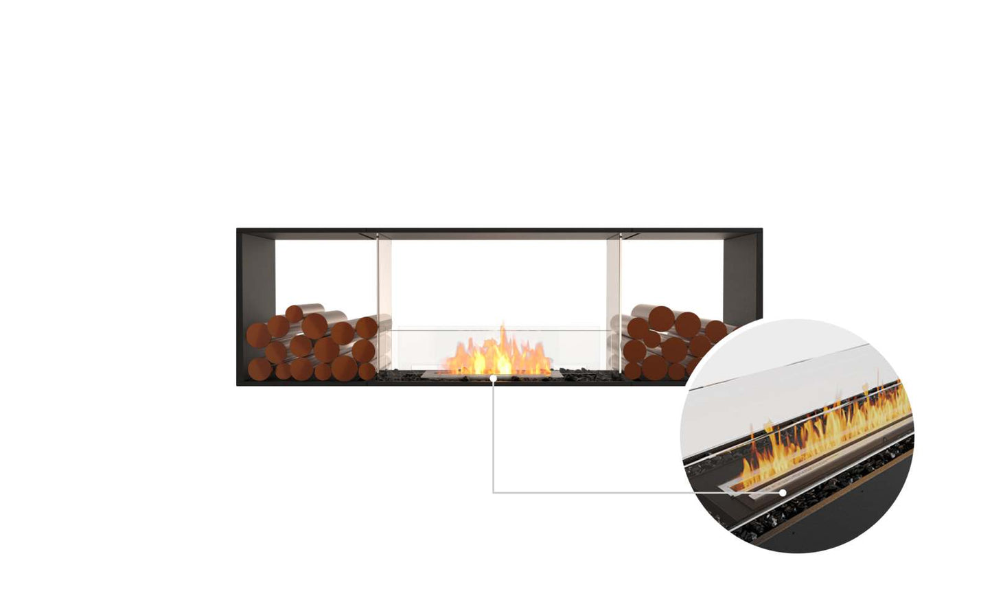 EcoSmart Flex Bioethanol Fireplace 68DB BX2 Double Sided Black