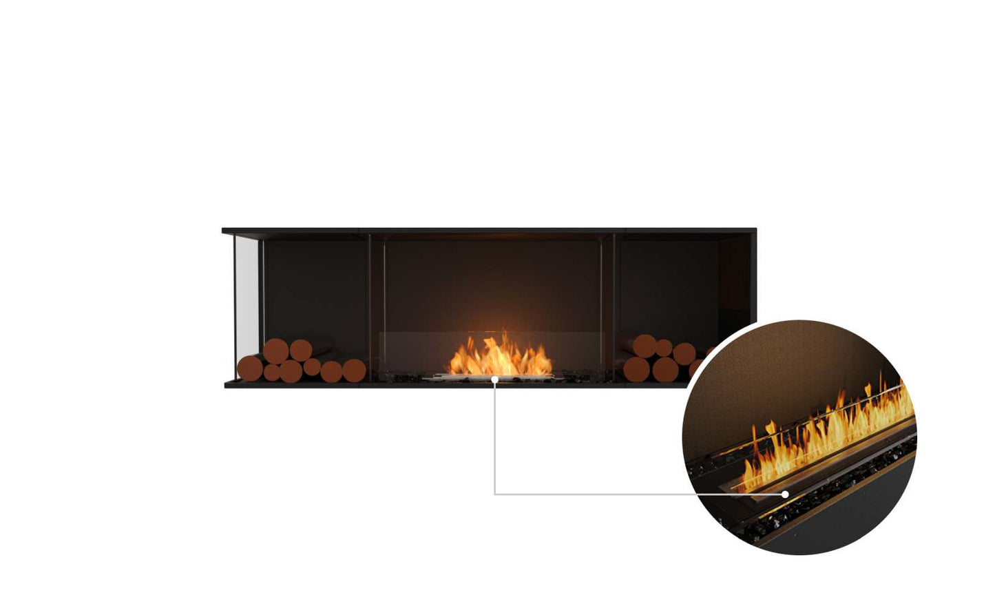 EcoSmart Flex Bioethanol Fireplace 68LC BX2 Left Corner Black