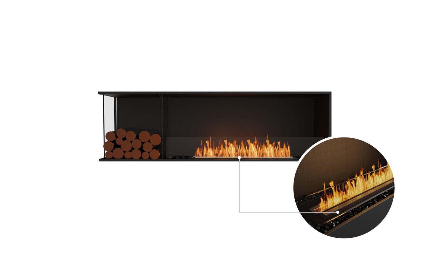 EcoSmart Flex Bioethanol Fireplace 68LC BXL Left Corner Black