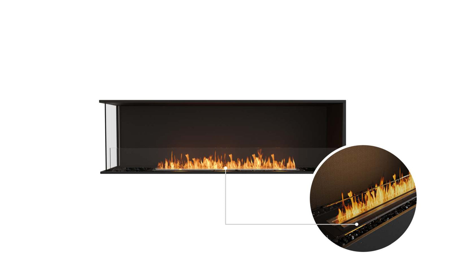 EcoSmart Flex Bioethanol Fireplace 68LC Left Corner Black