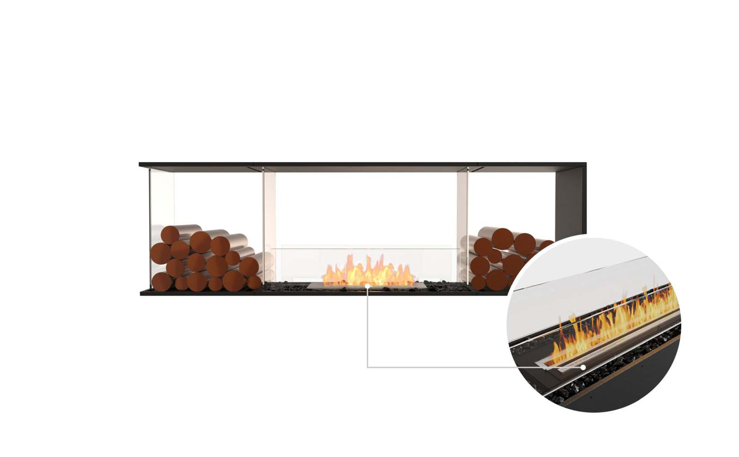 EcoSmart Flex Bioethanol Fireplace 68PN BX2 Peninsula Black