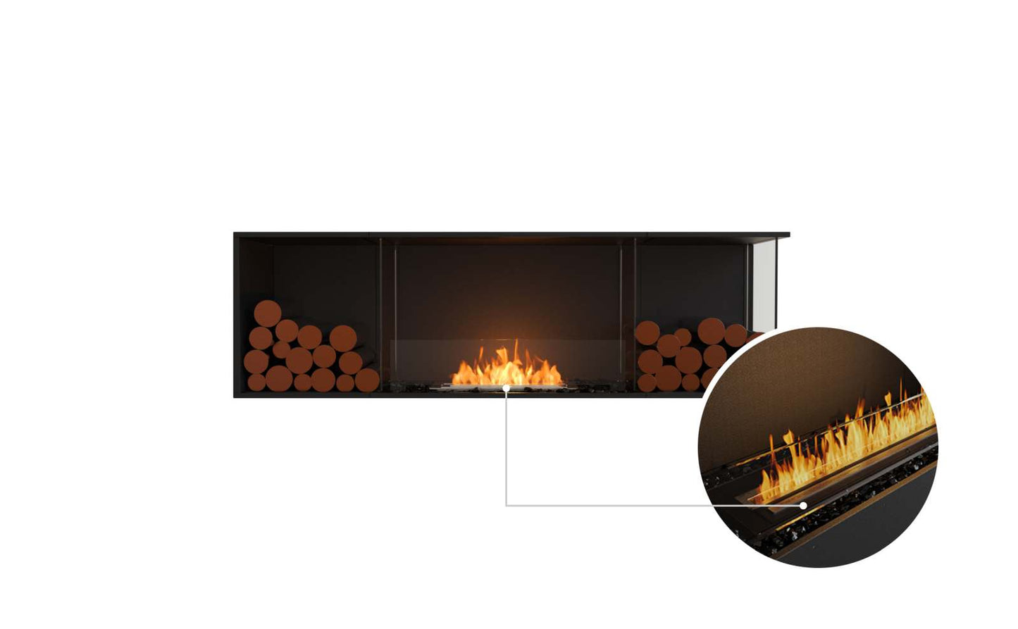 EcoSmart Flex Bioethanol Fireplace 68RC BX2 Right Corner Black