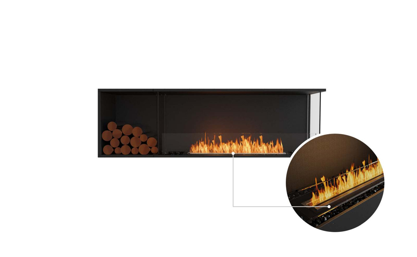 EcoSmart Flex Bioethanol Fireplace 68RC BXL Right Corner Black
