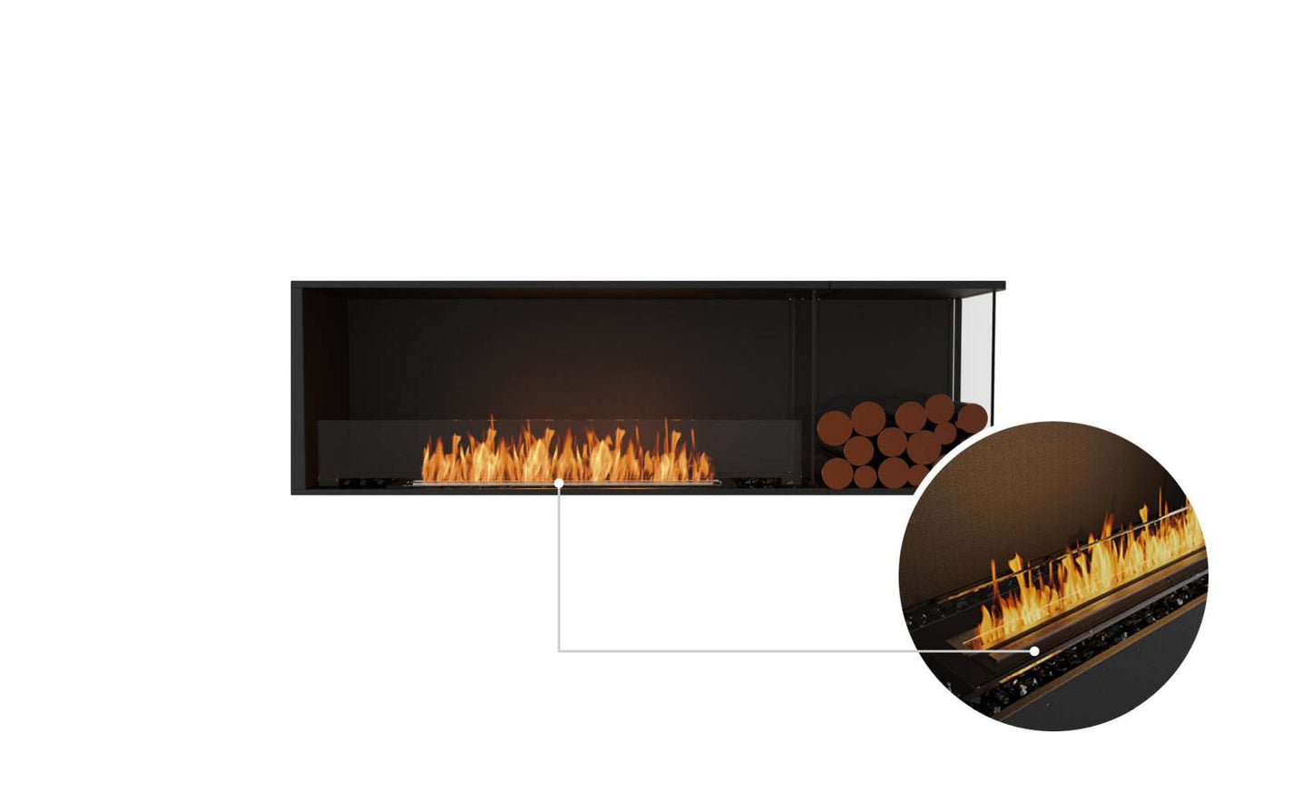 EcoSmart Flex Bioethanol Fireplace 68RC BXR Right Corner Black
