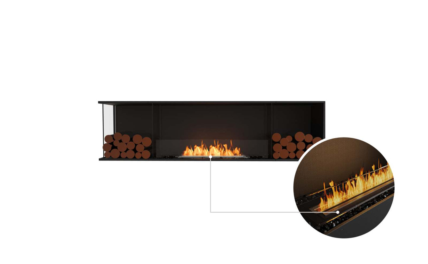 EcoSmart Flex Bioethanol Fireplace 78LC BX2 Left Corner Black