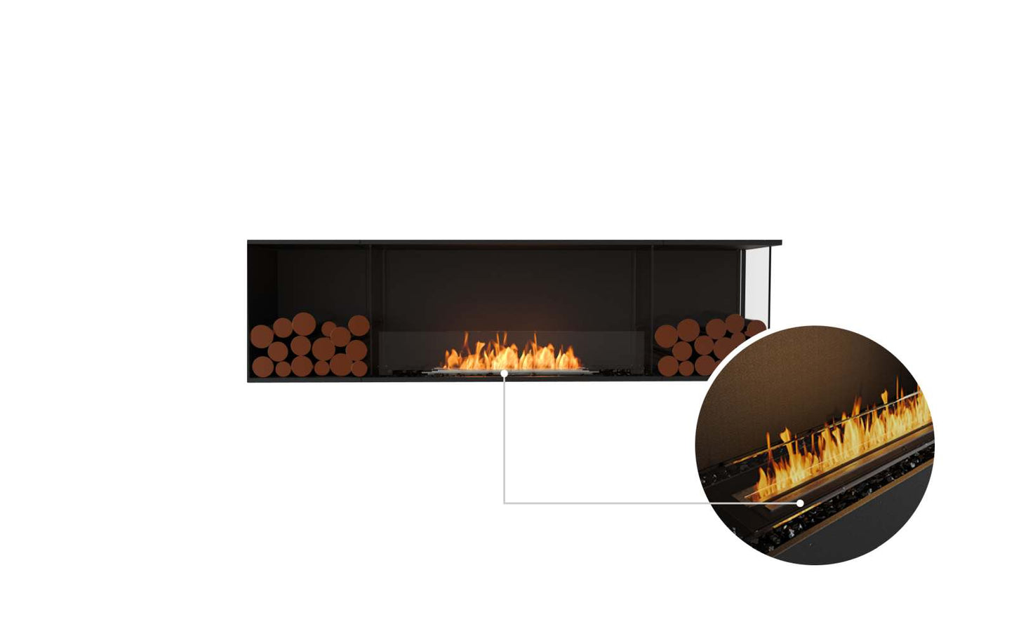 EcoSmart Flex Bioethanol Fireplace 78RC BX2 Right Corner Black