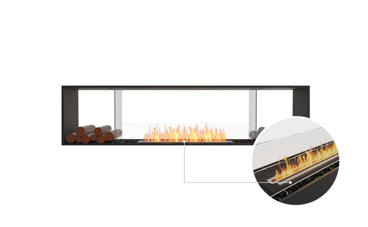 EcoSmart Flex Bioethanol Fireplace 86DB BX2 Double Sided Black