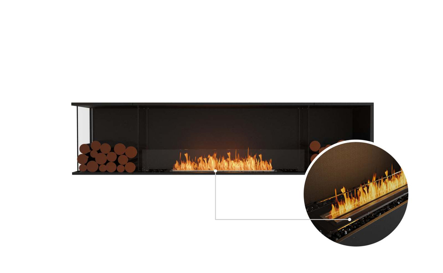 EcoSmart Flex Bioethanol Fireplace 86LC BX2 Left Corner Black
